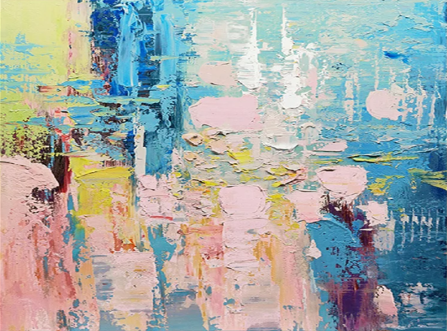 Vibrant Pastel Abstract Impasto Painting