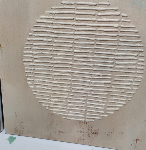 Textured Circular Relief Oil Painting