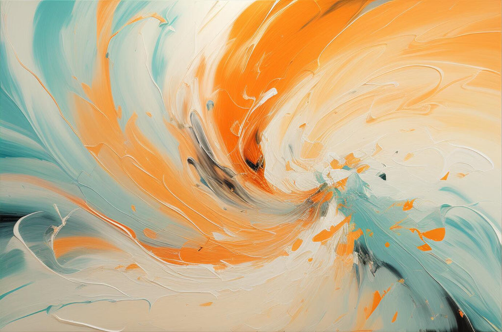 Tactile Swirl Oil Painting Orange Teal Dynamic Modern