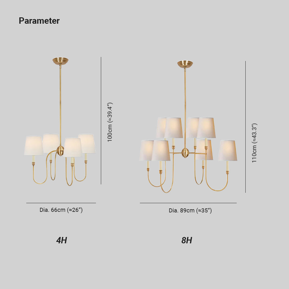 Talia Chandelier Luxury Brass Fabric