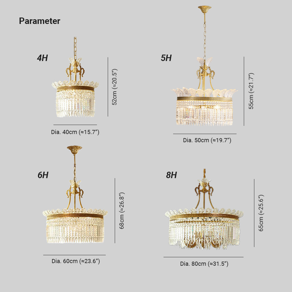 Xelra Chandelier Brass & Crystal