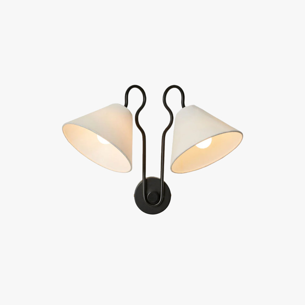Walter Wall Lamp Double White Cone Shades Fabric