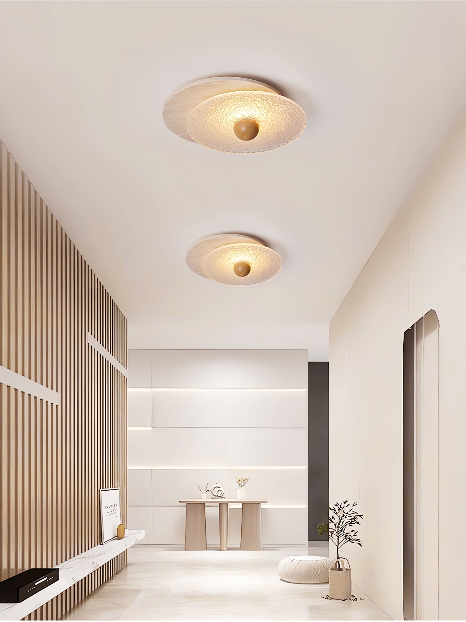 Orlora Circular Travertine Ceiling Light