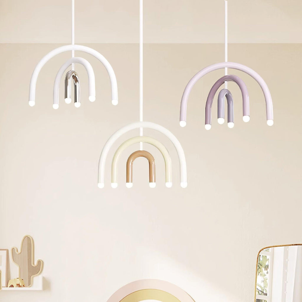 Pendant Lamp Rainbow Modern Metal Arc for Living and Dining Room