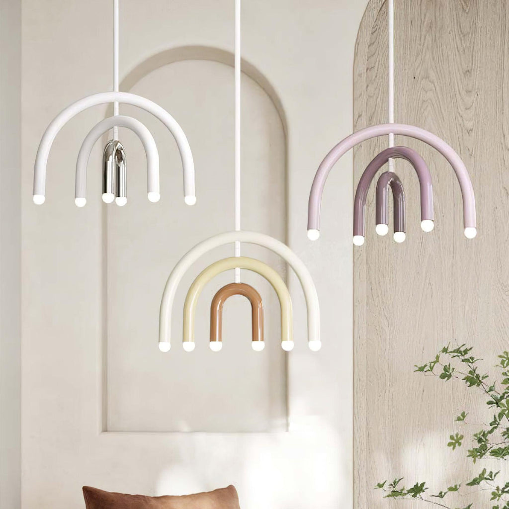 Pendant Lamp Rainbow Modern Metal Arc for Living and Dining Room