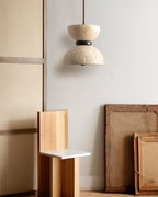 Tersus  Travertine Hourglass Pendant  Light Double-dome