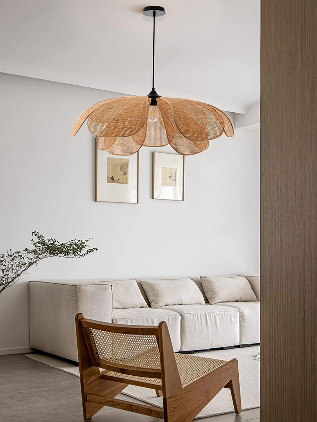 Eloria Petal-Shaped Rattan Pendant Light