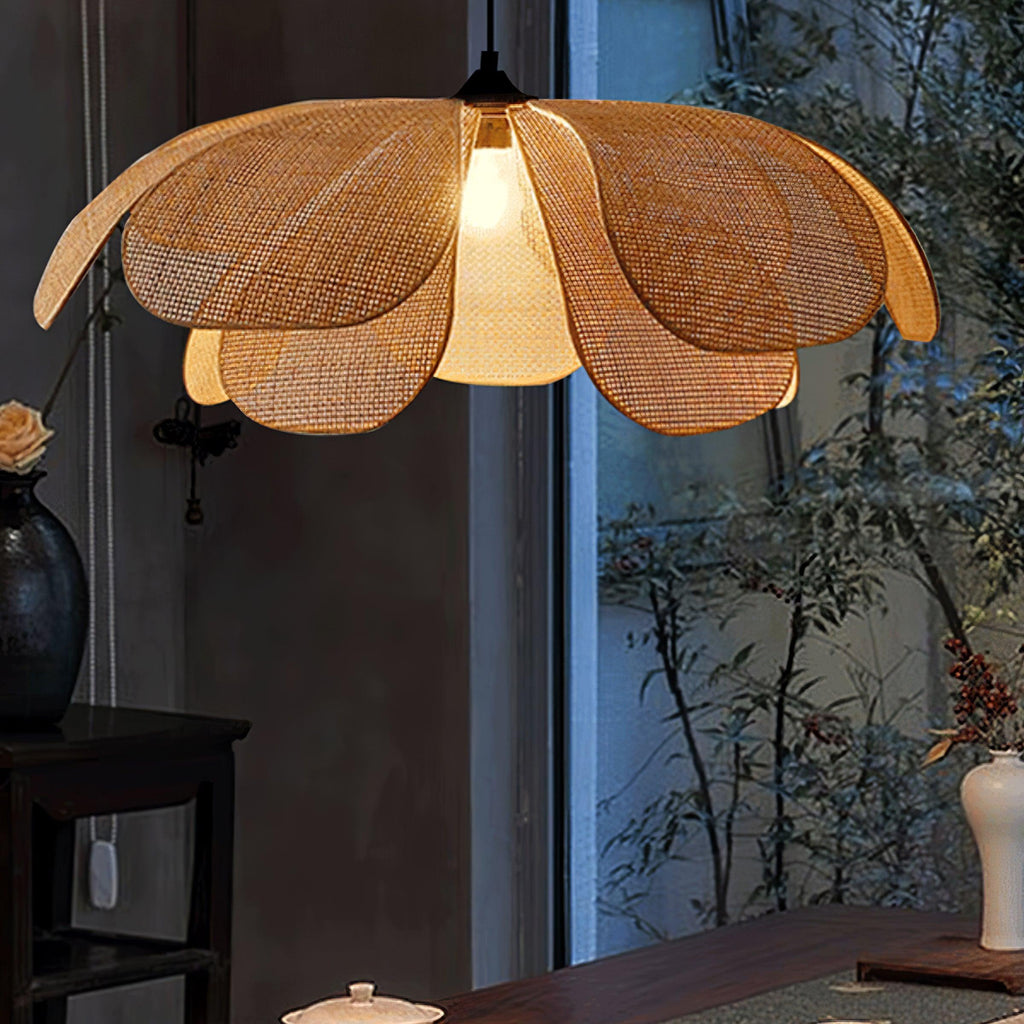 Eloria Petal-Shaped Rattan Pendant Light