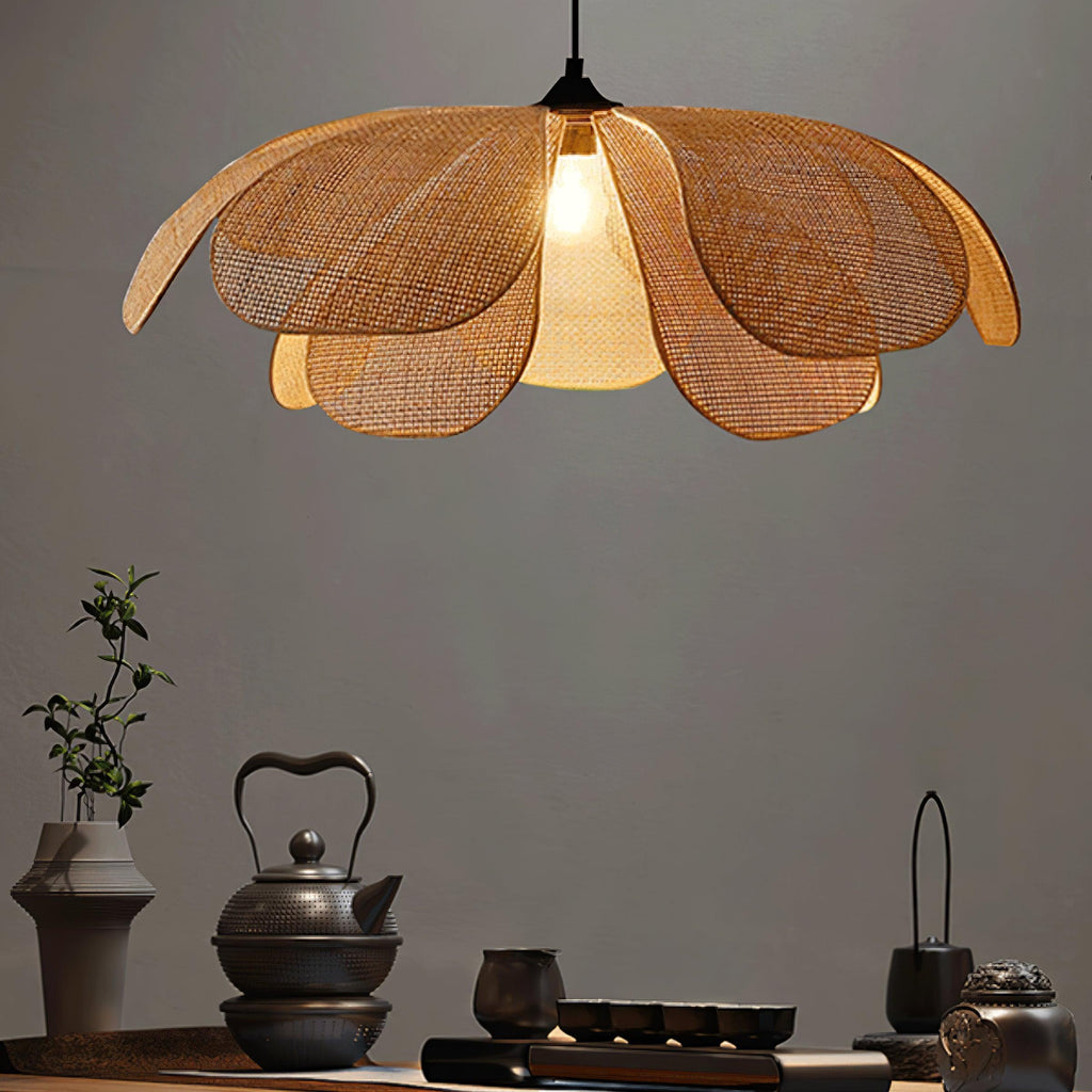 Eloria Petal-Shaped Rattan Pendant Light