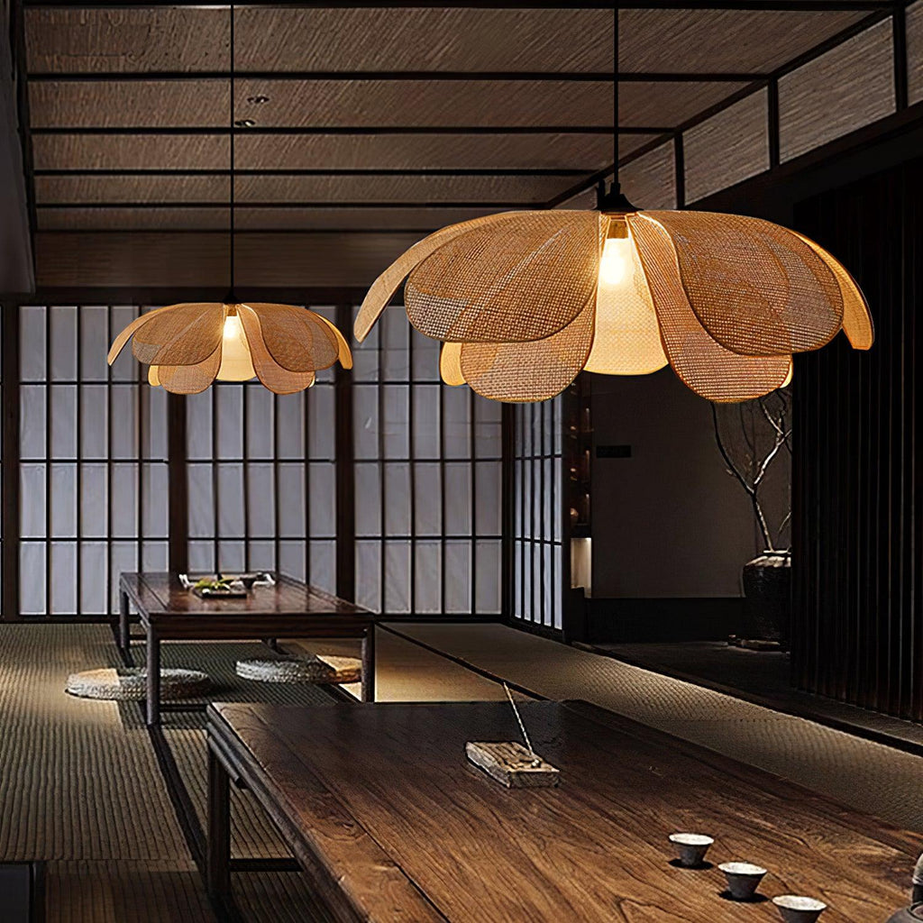 Eloria Petal-Shaped Rattan Pendant Light