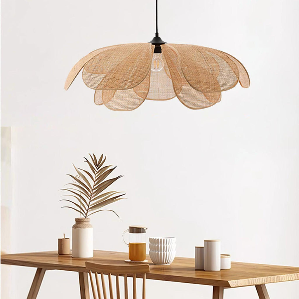 Eloria Petal-Shaped Rattan Pendant Light