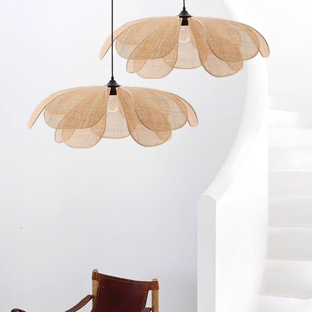 Eloria Petal-Shaped Rattan Pendant Light