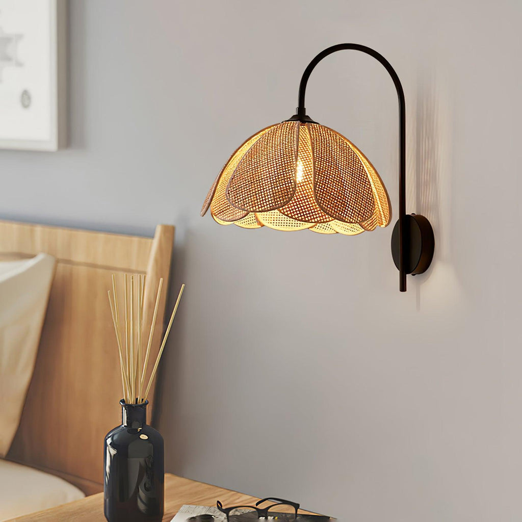 Edria Petal-Shaped Rattan Wall Lamp