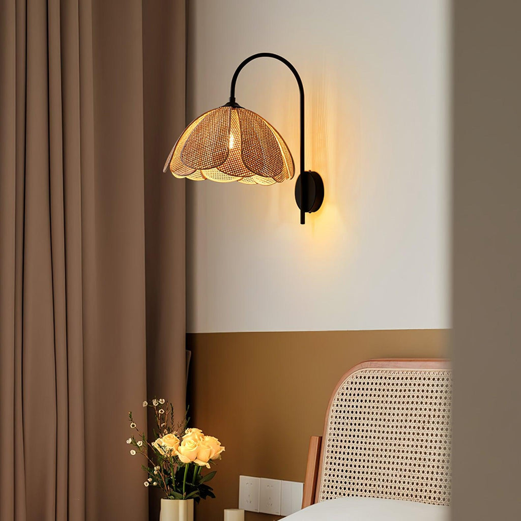 Edria Petal-Shaped Rattan Wall Lamp