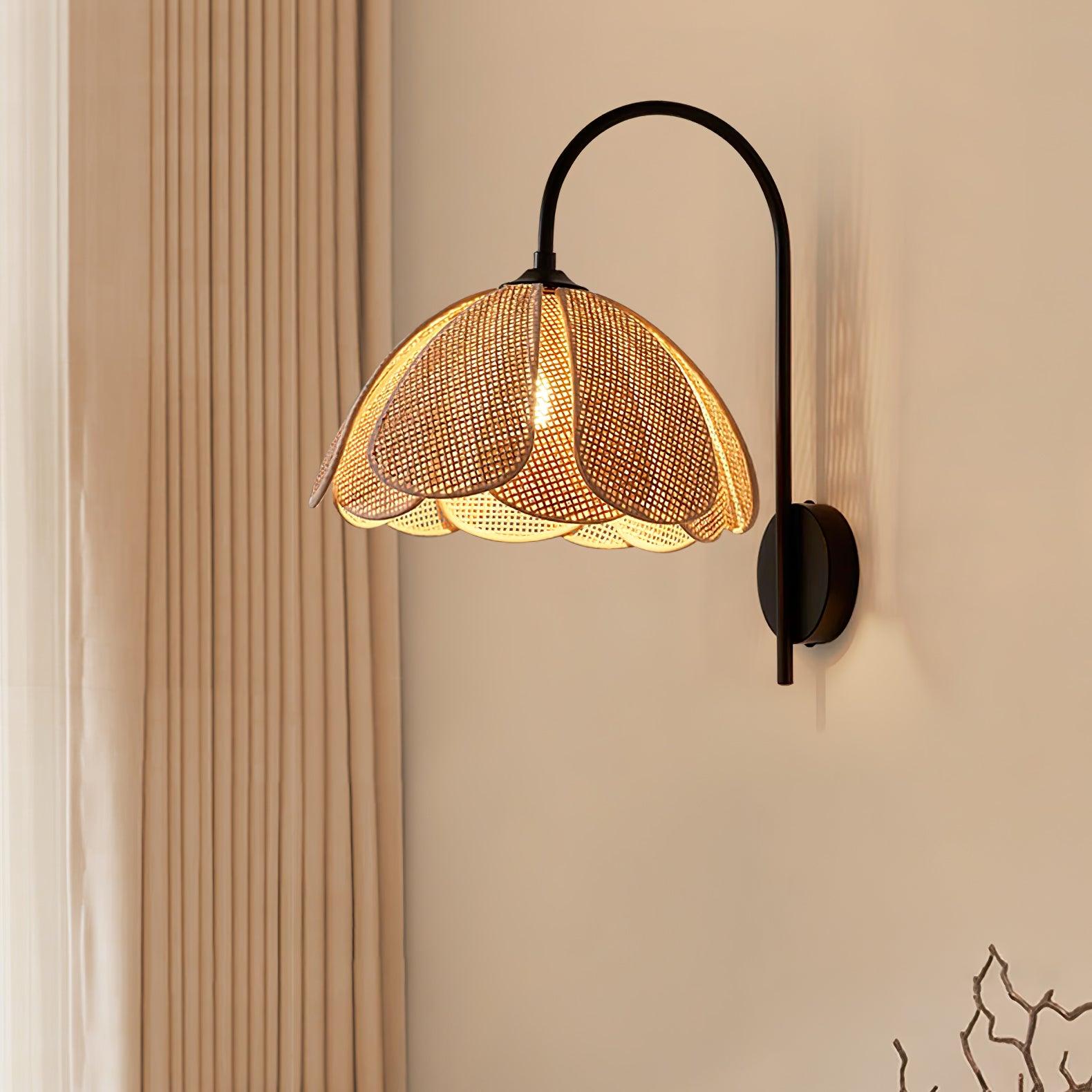 Edria Petal-Shaped Rattan Wall Lamp