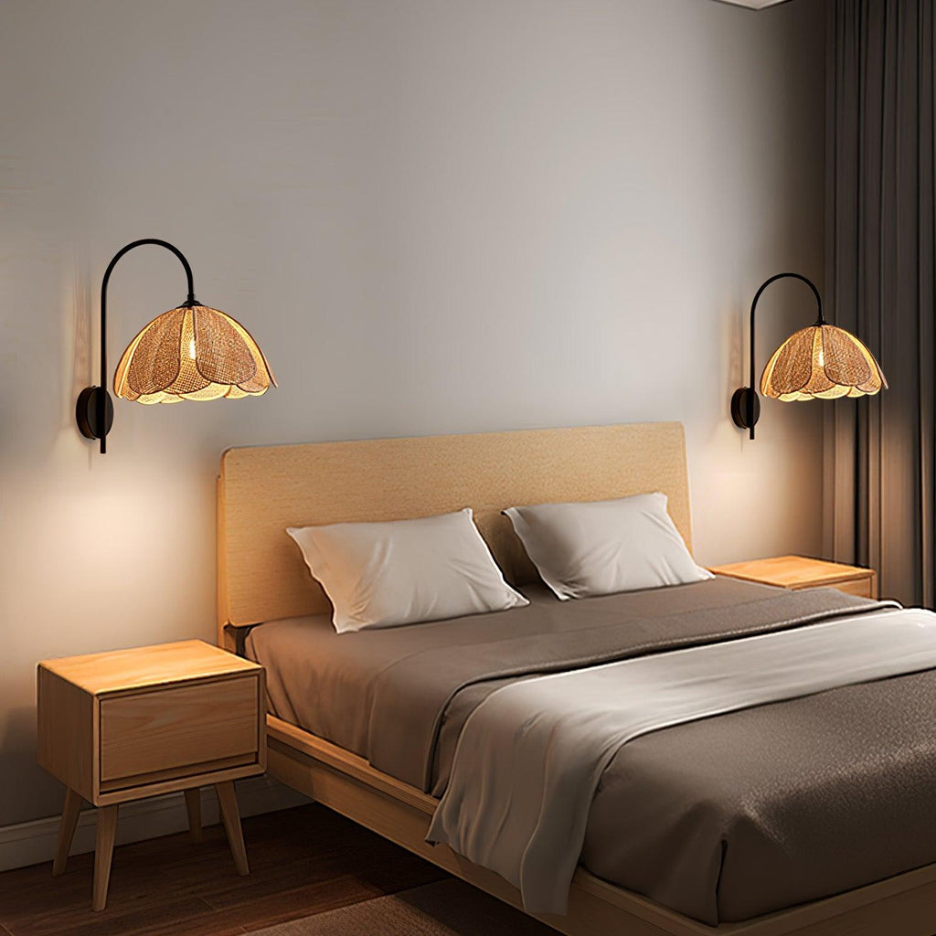 Edria Petal-Shaped Rattan Wall Lamp
