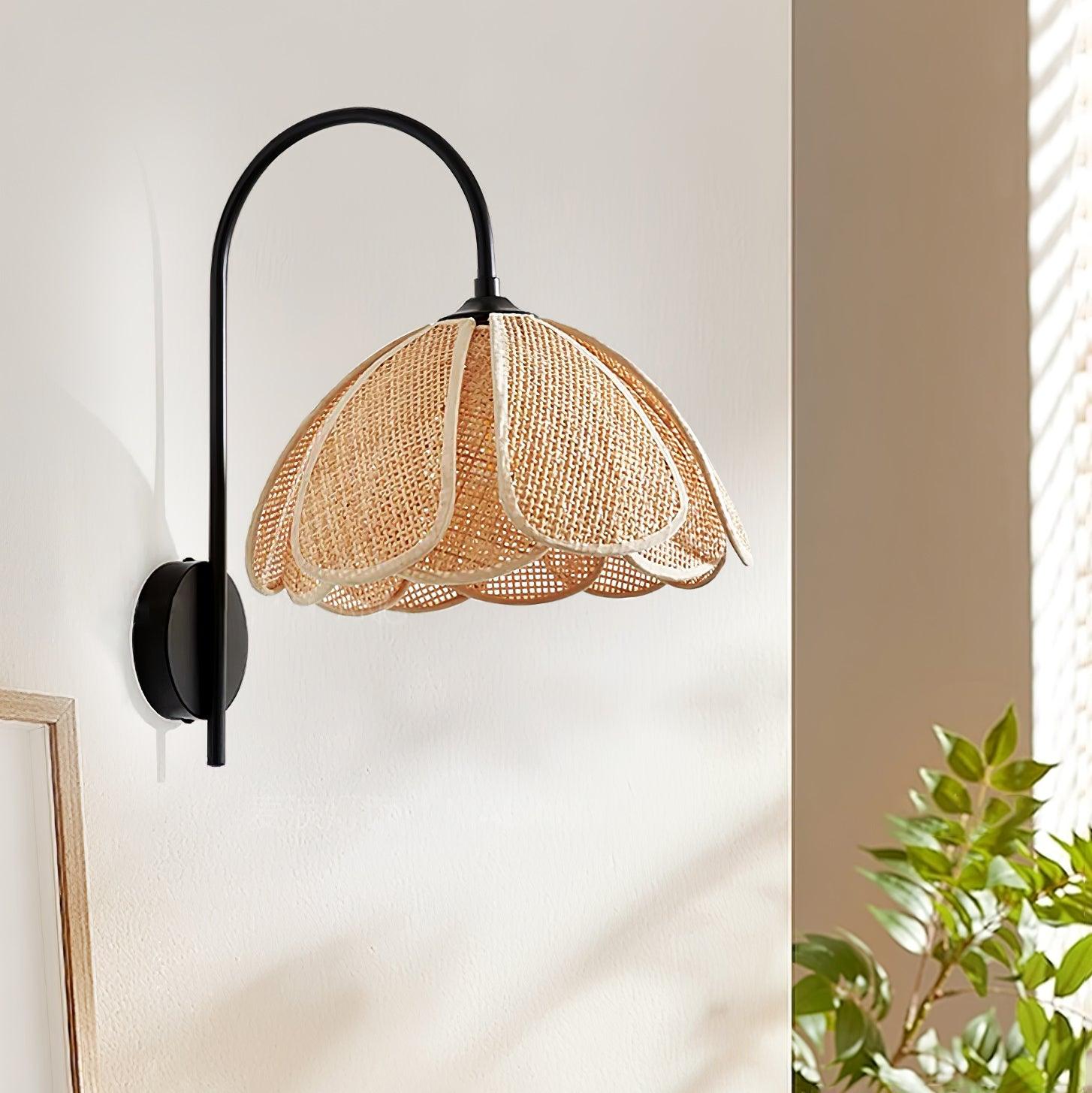 Edria Petal-Shaped Rattan Wall Lamp