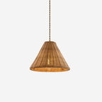 Pendant Lamp Rattan Shade and Metal Body Cone Shape Natural Minimalist
