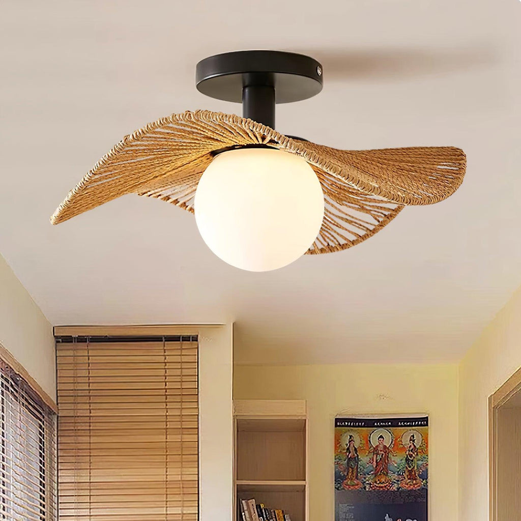 Fynora Woven Semi Flush Ceiling Light