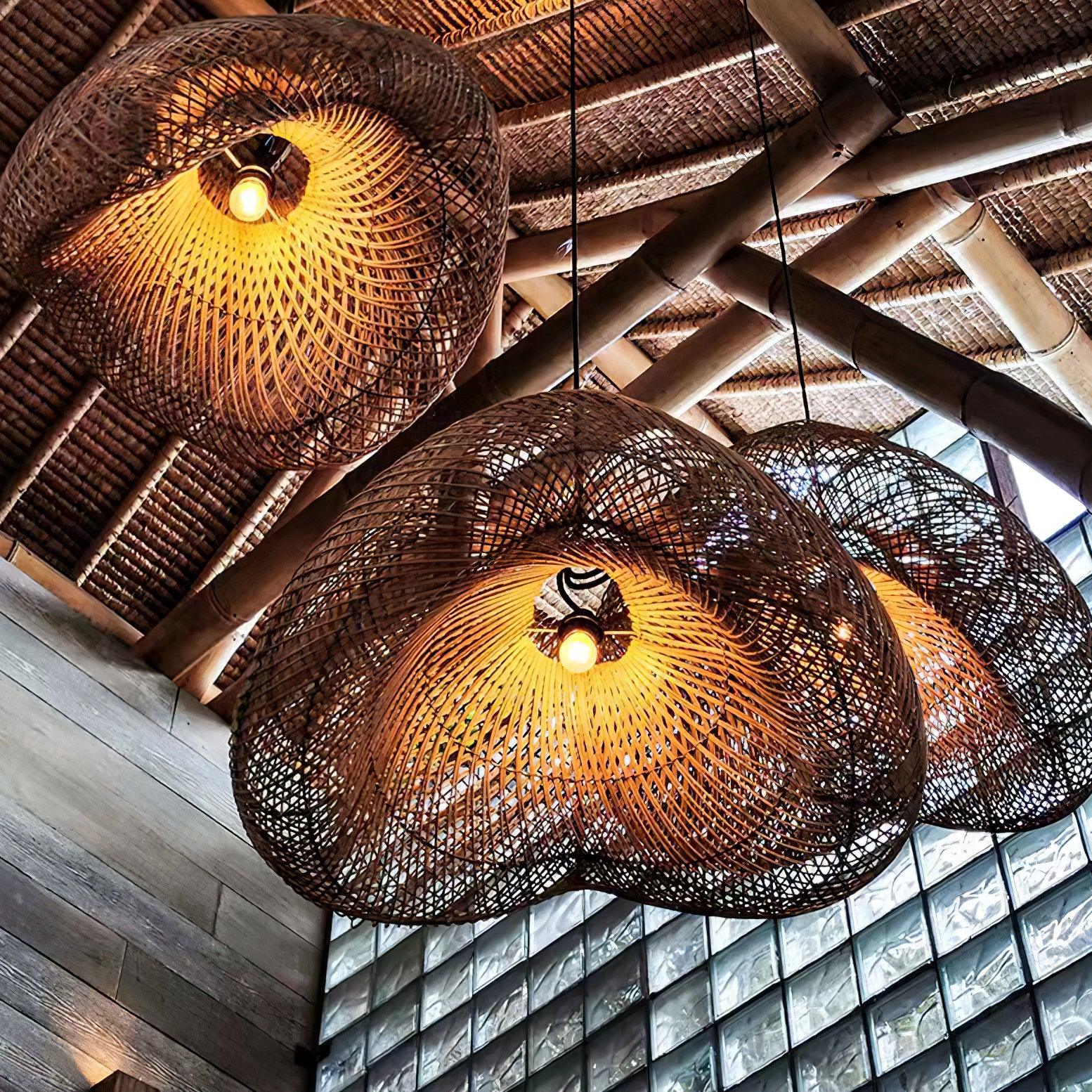 Juno Rustic Rattan Pendant Light Living Room