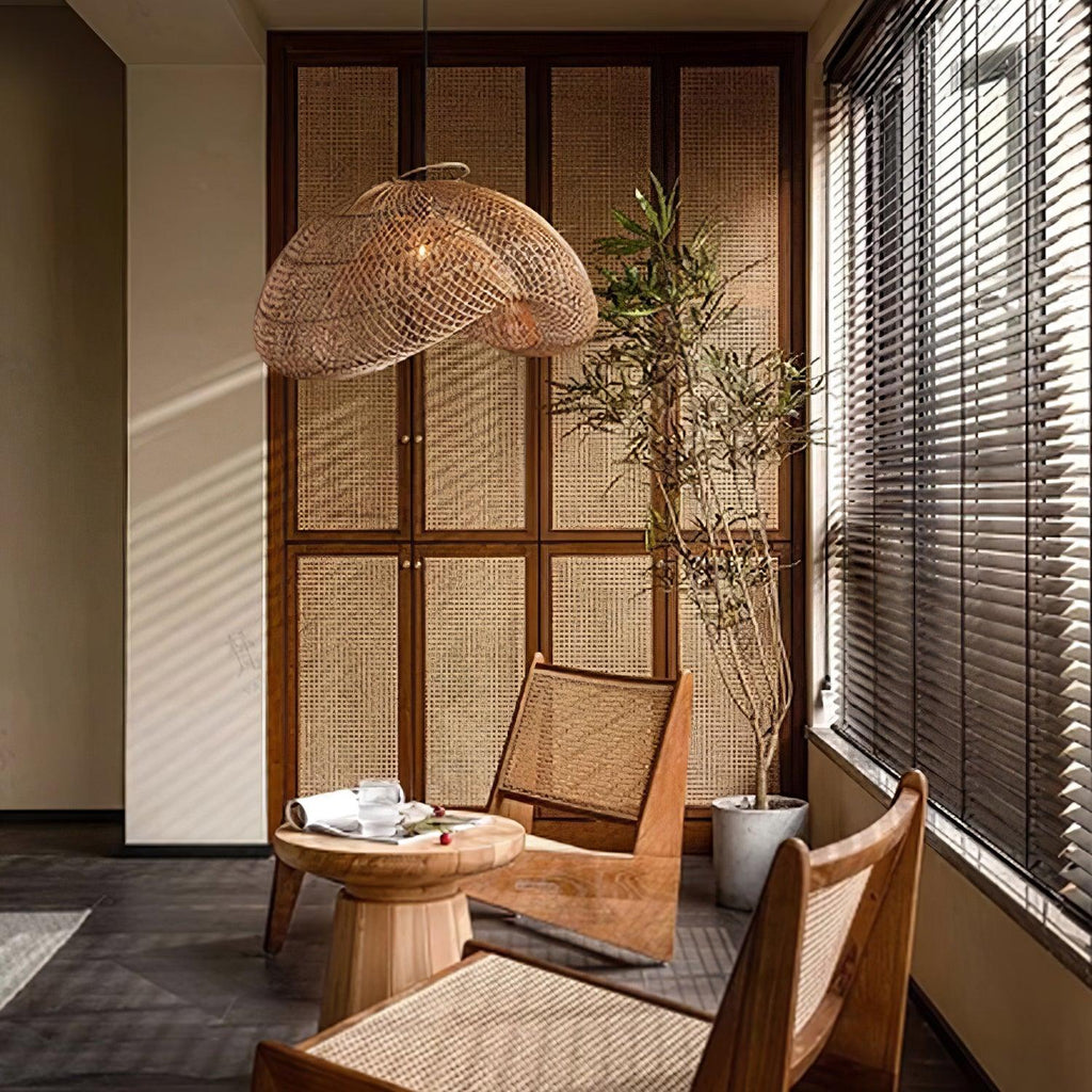 Juno Rustic Rattan Pendant Light Living Room