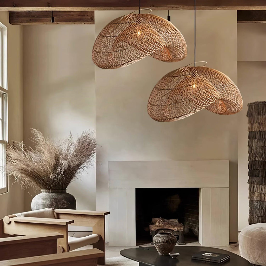 Juno Rustic Rattan Pendant Light Living Room