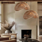 Juno Rustic Rattan Pendant Light Living Room