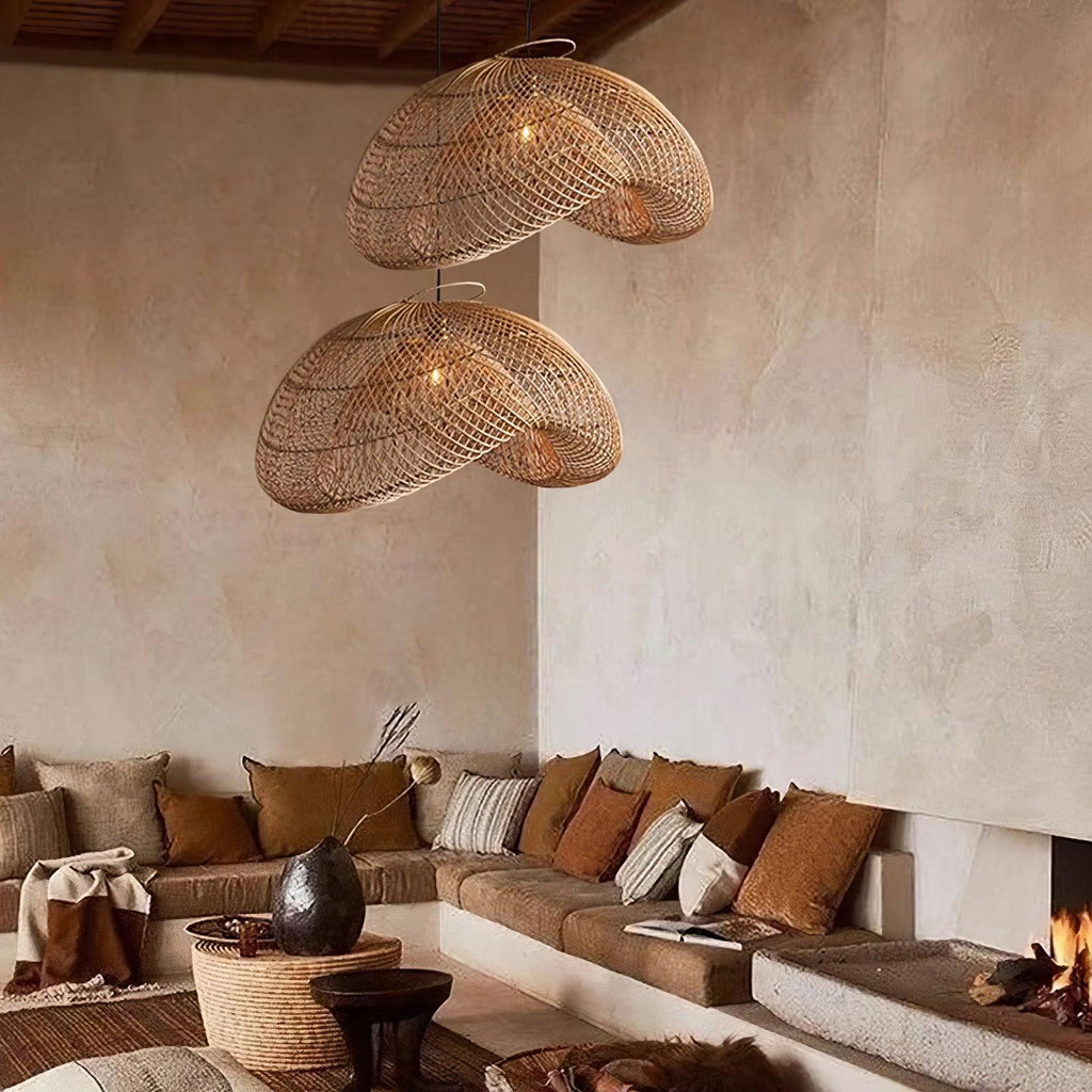 Juno Rustic Rattan Pendant Light Living Room