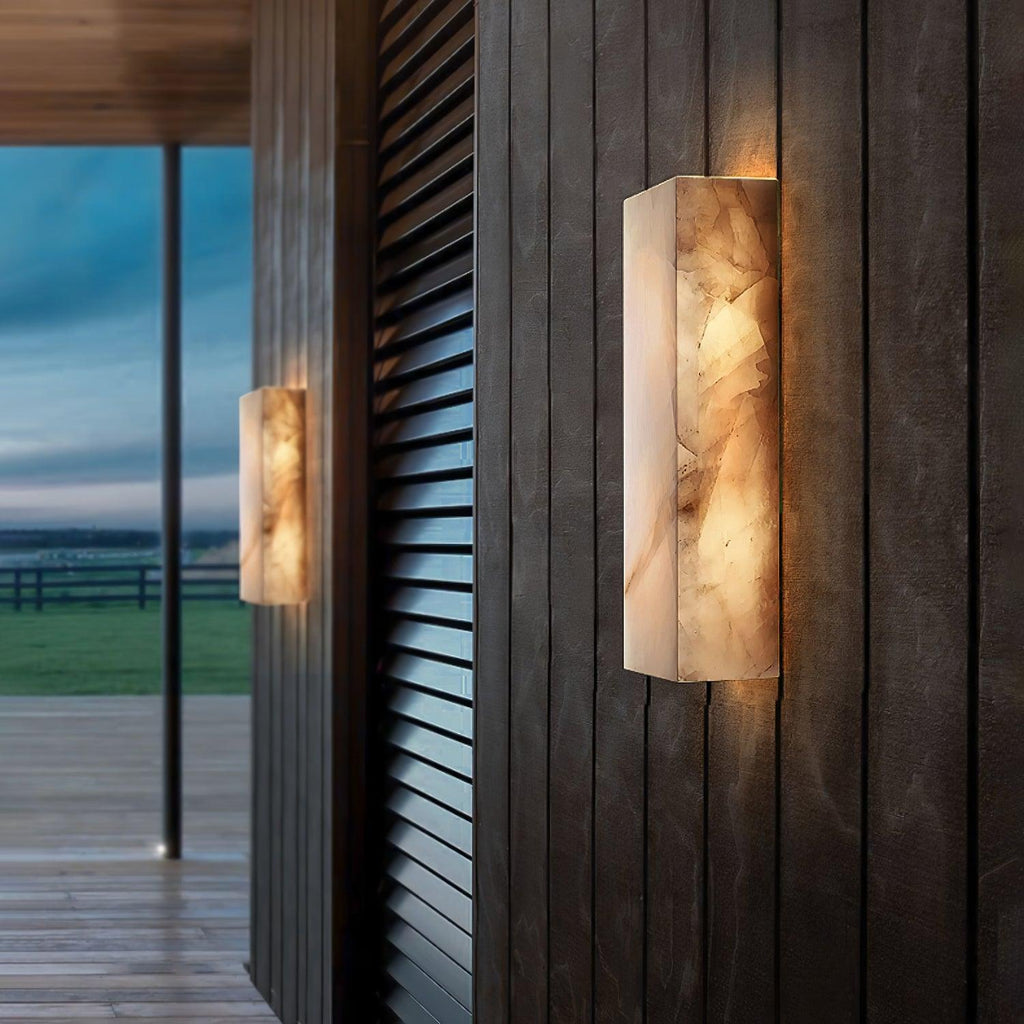 Orvian Wall Light Outdoore Minimalist in Alabaster - Kingsley Beaumont