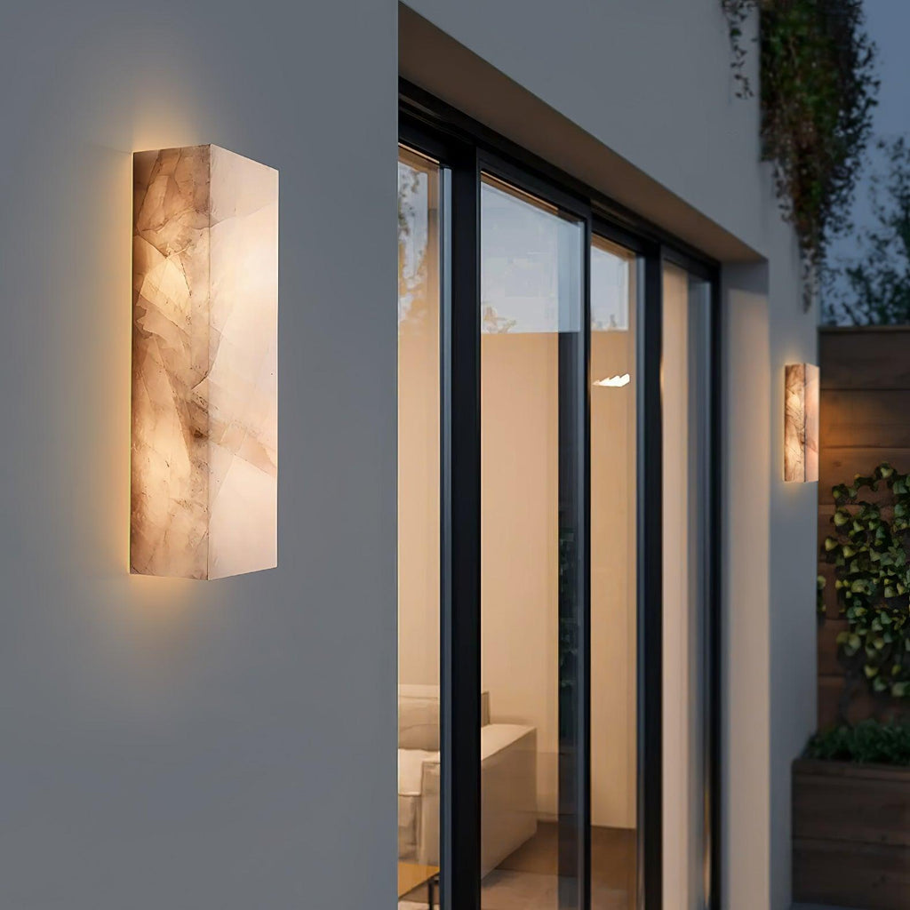 Orvian Minimalist Alabaster Outdoor Wall Light