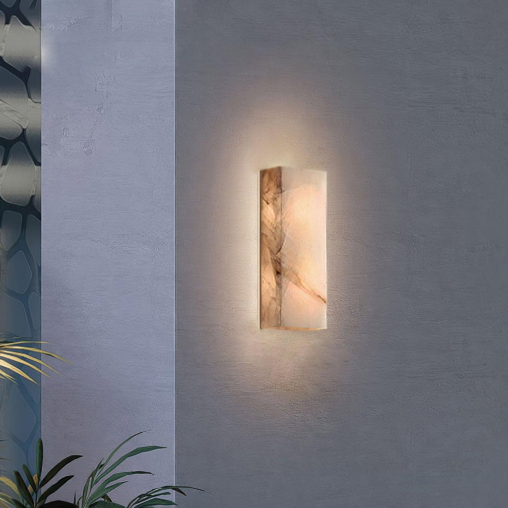 Orvian Minimalist Alabaster Outdoor Wall Light