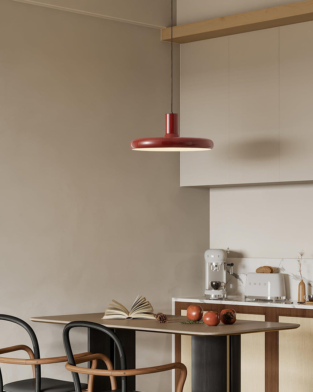 Pendant Lamp Frisbee Red Industrial Contemporary