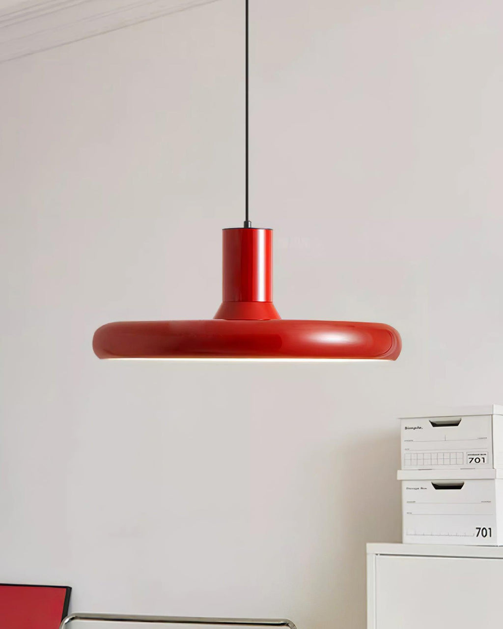 Pendant Lamp Frisbee Red Industrial Contemporary