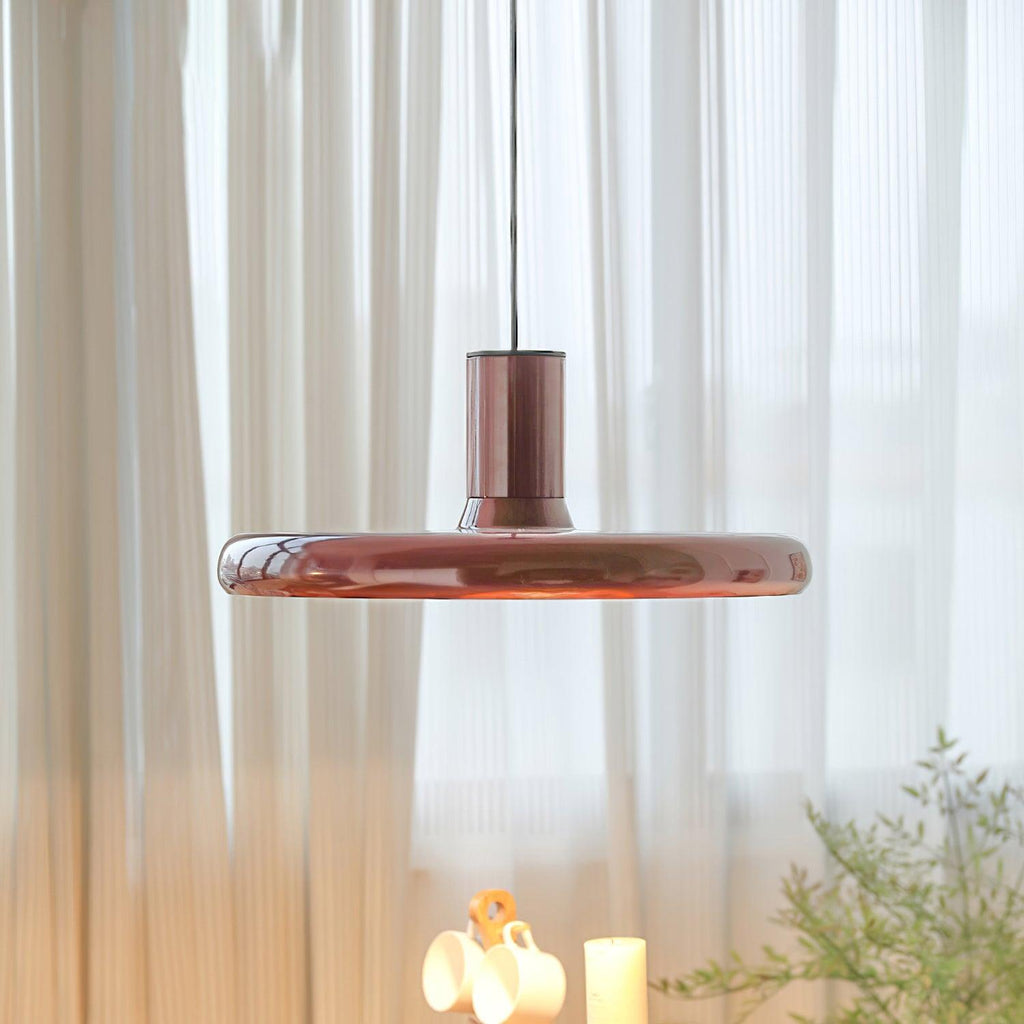 Pendant Lamp Frisbee Red Industrial Contemporary