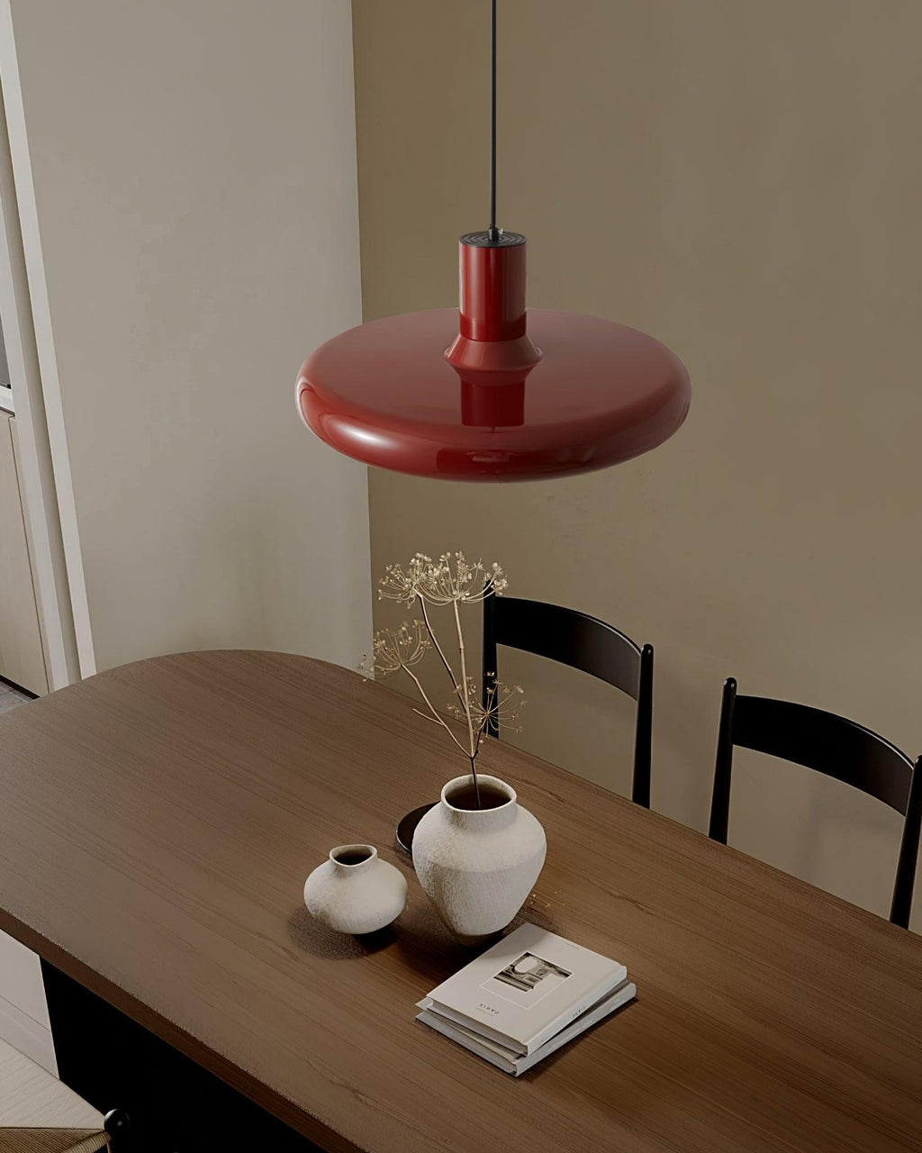 Pendant Lamp Frisbee Red Industrial Contemporary