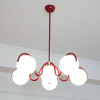 Pheva Curve Linear Chandelier Red&Silver