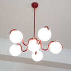 Pheva Curve Linear Chandelier Red&Silver