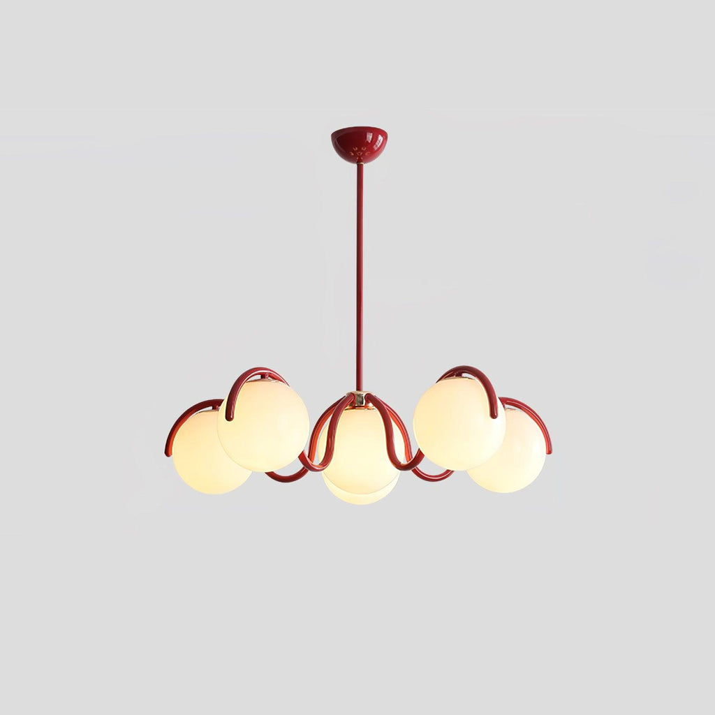Pheva Curve Linear Chandelier Red&Silver