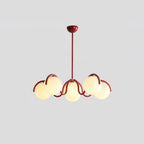 Pheva Curve Linear Chandelier Red&Silver