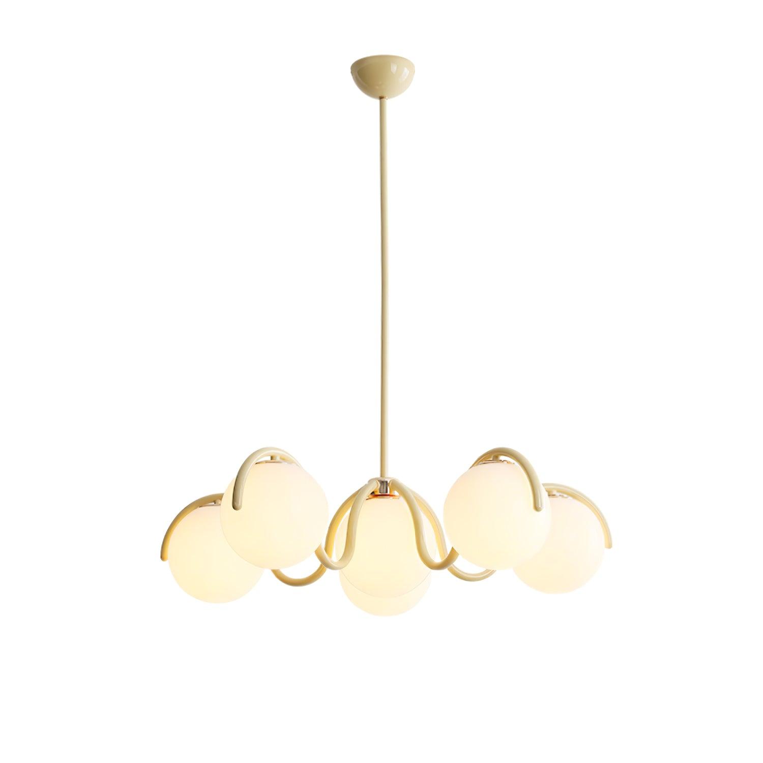 Pheva Curve Linear Chandelier Red&Silver