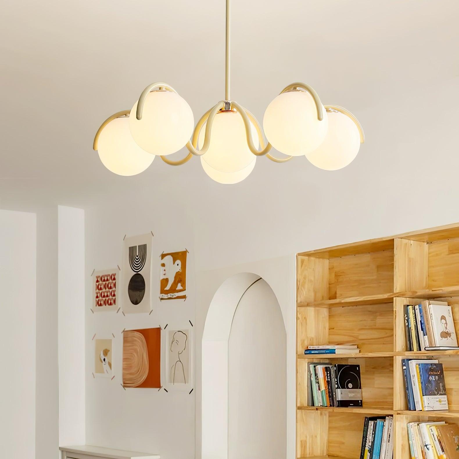 Pheva Curve Linear Chandelier Red&Silver