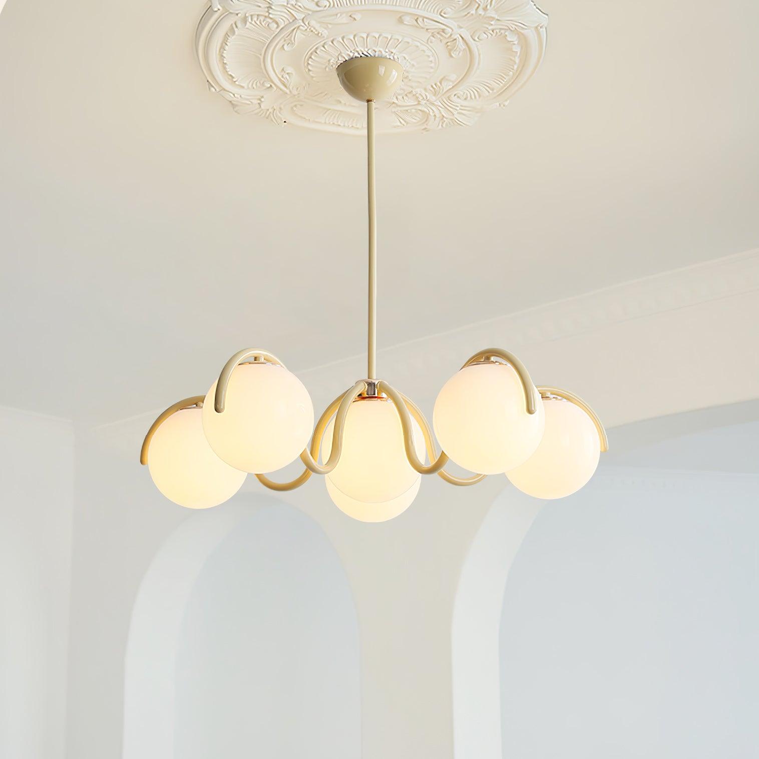 Pheva Curve Linear Chandelier Red&Silver