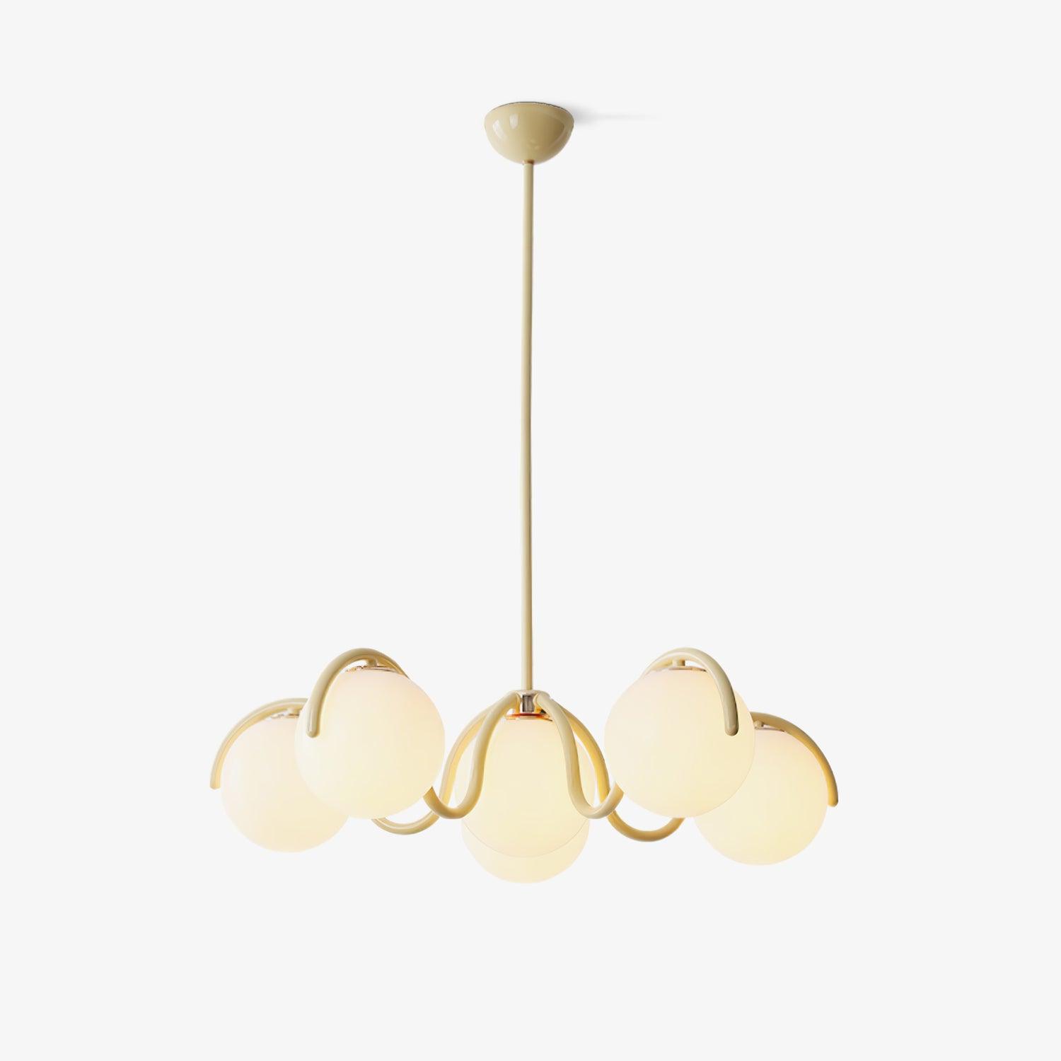 Pheva Curve Linear Chandelier Red&Silver