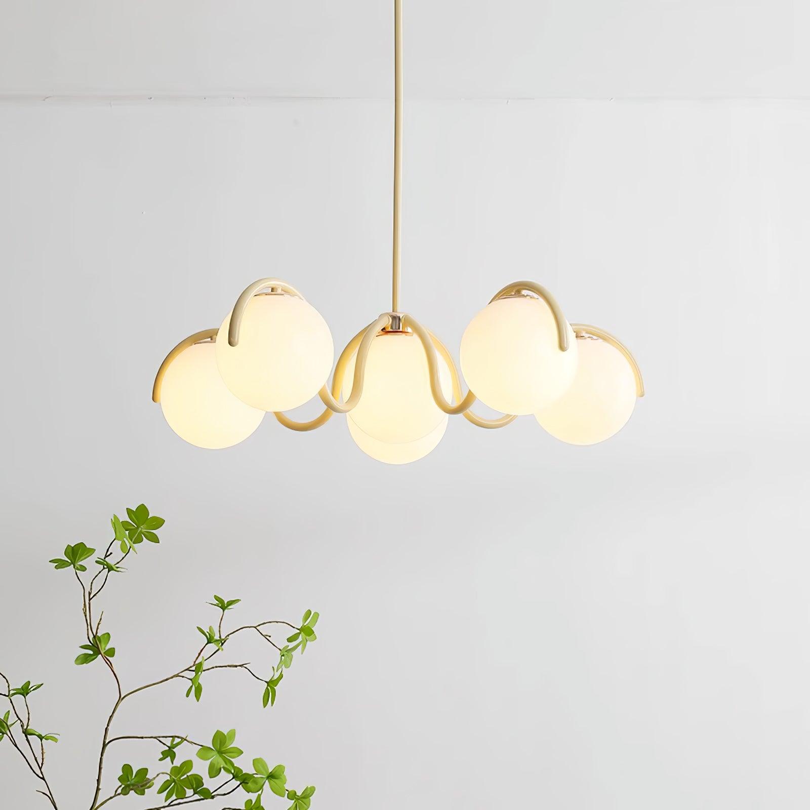 Pheva Curve Linear Chandelier Red&Silver