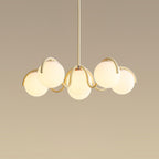 Pheva Curve Linear Chandelier Red&Silver