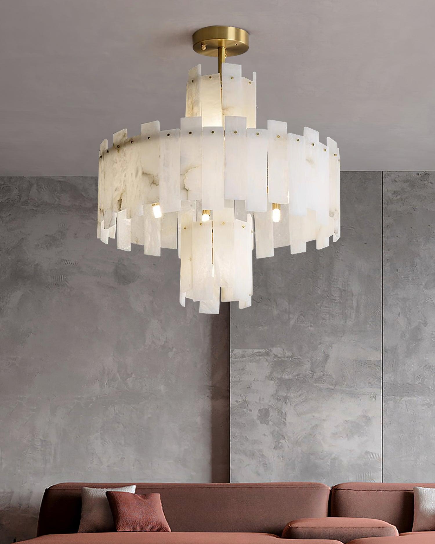 Soraya Chandelier Modern in Alabaster - Kingsley Beaumont