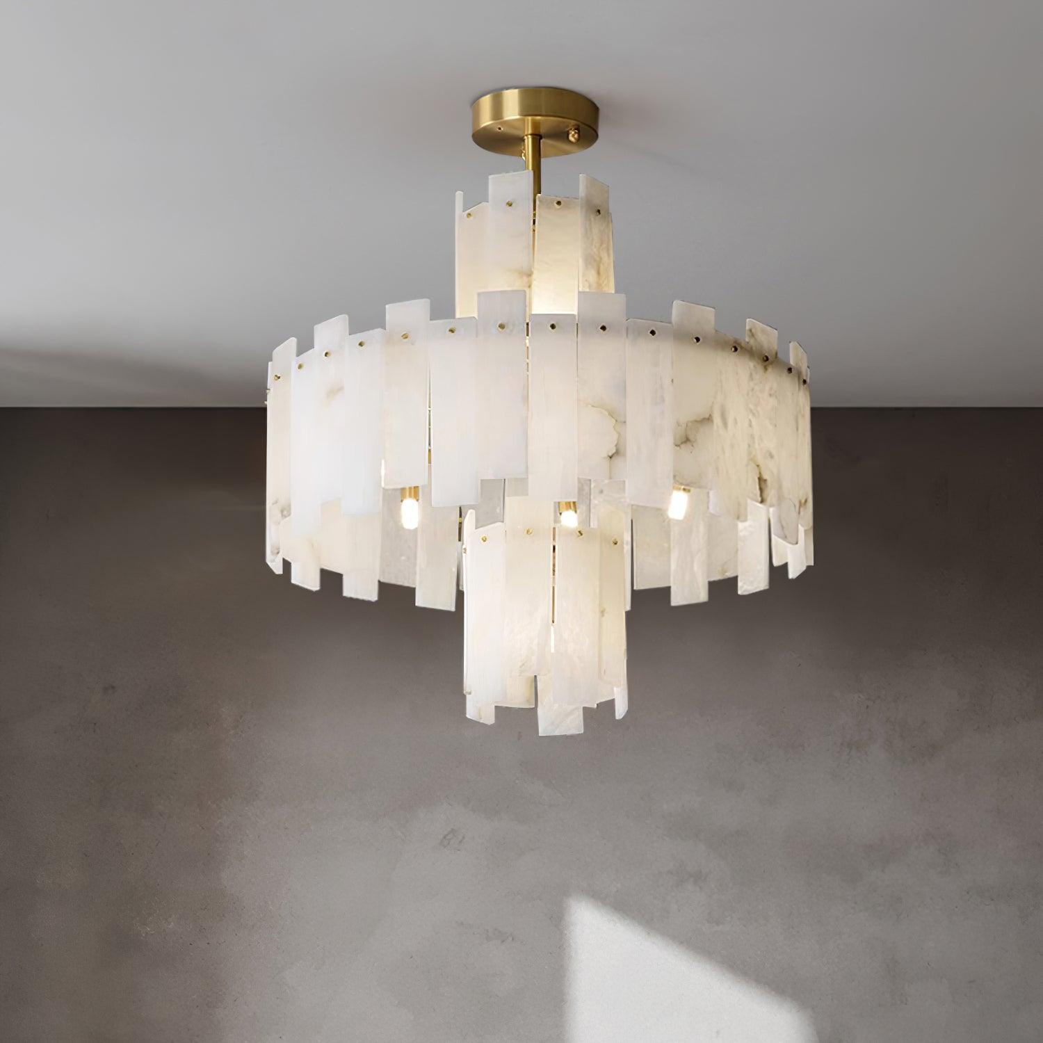 Soraya Chandelier Modern in Alabaster - Kingsley Beaumont
