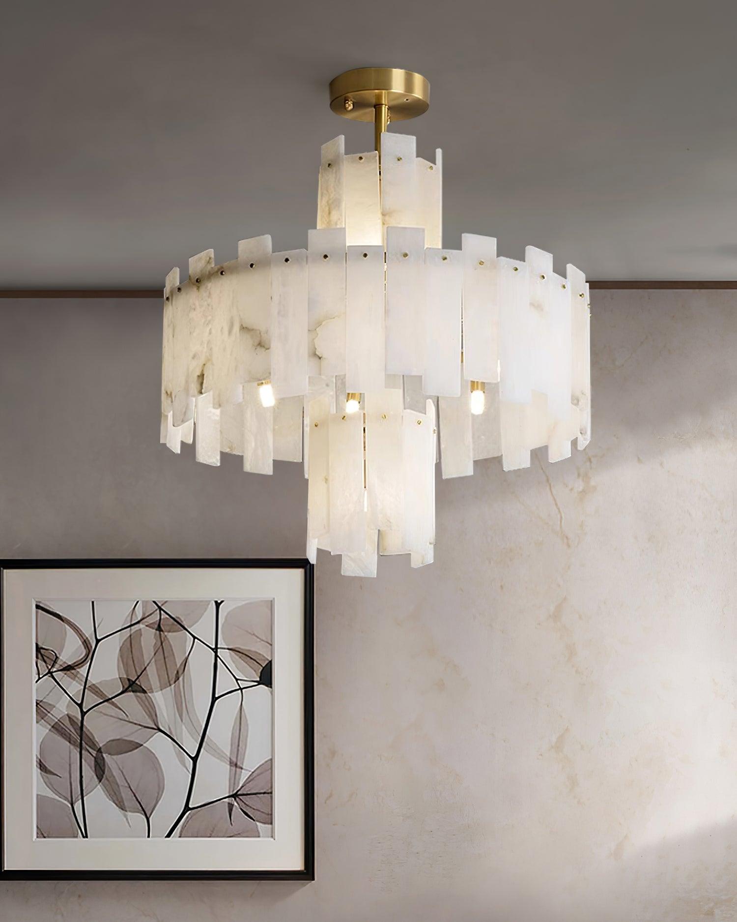 Soraya Chandelier Modern in Alabaster - Kingsley Beaumont