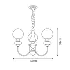 Chandelier Brass Curved Arms Walnut Vintage