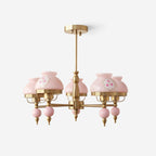 Chandelier Glass and Metal Fixture for Dining or Living Room Vintage